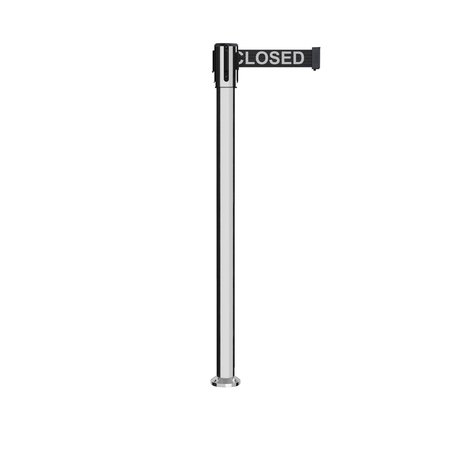 MONTOUR LINE Retractable Belt Fixed Stanchion, 2ft Pol.Steel Post  9ft. Line...Belt MX530F-PS-THISLBW-90